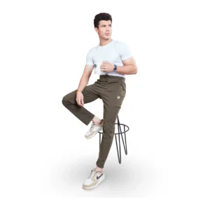 Liequest Premium Cotton Looper Solid Olive Green Track Pant (LQ-135)