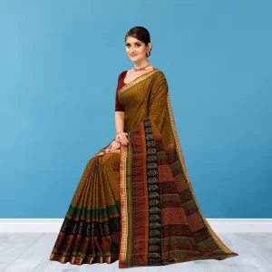Rudraksh Mulberry Muslin Cotton Printed Saree (8311)