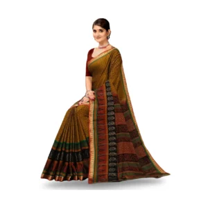 Rudraksh Mulberry Muslin Cotton Printed Saree (8311)